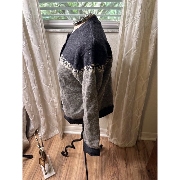 VTG Skyr lambswool Cardigan Sweater M Nordic Pattern classic closet preppy warm - Picture 8 of 13